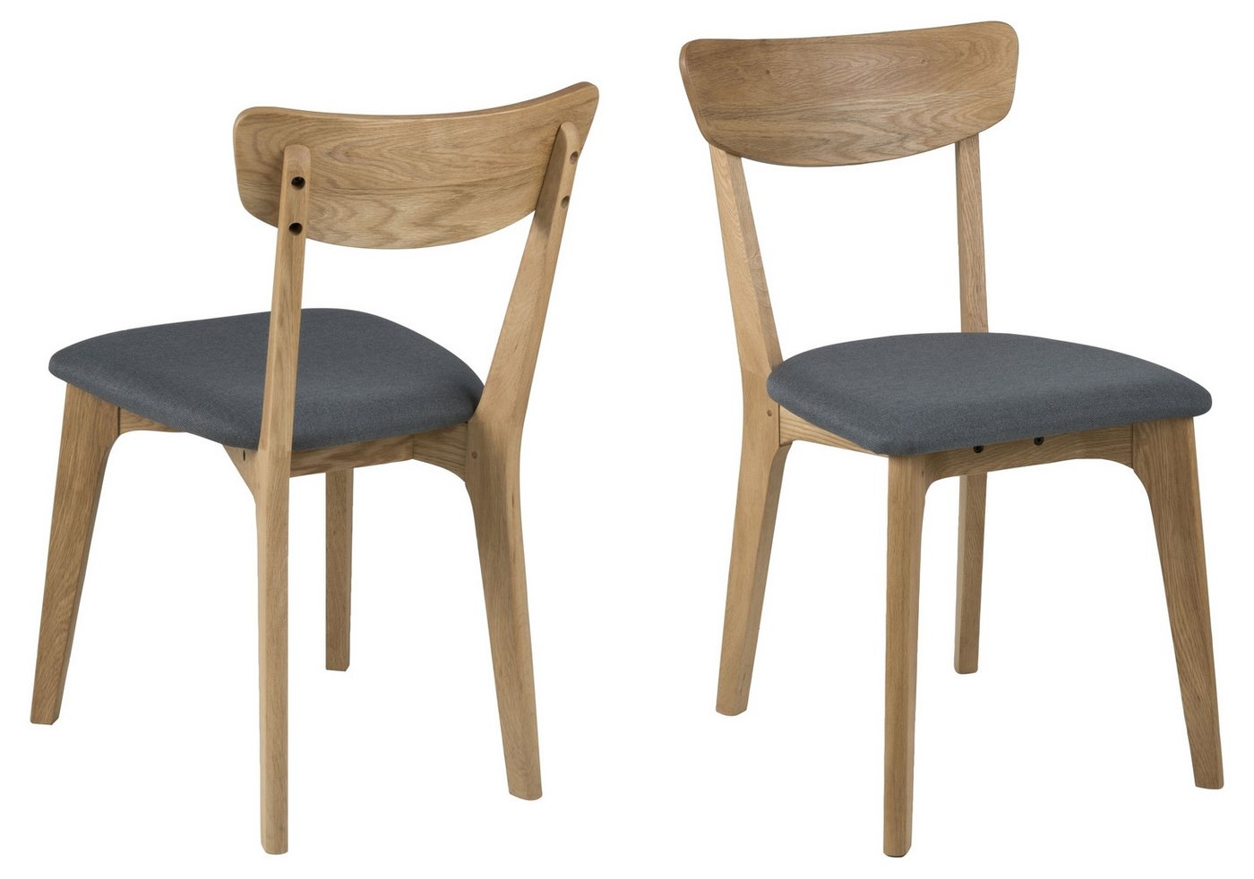 ACTONA GROUP Esszimmerstuhl (2er-Set) in Grau, Stoff, Eiche - 45x80x49cm (BxHxT) (2er-Set) von ACTONA GROUP