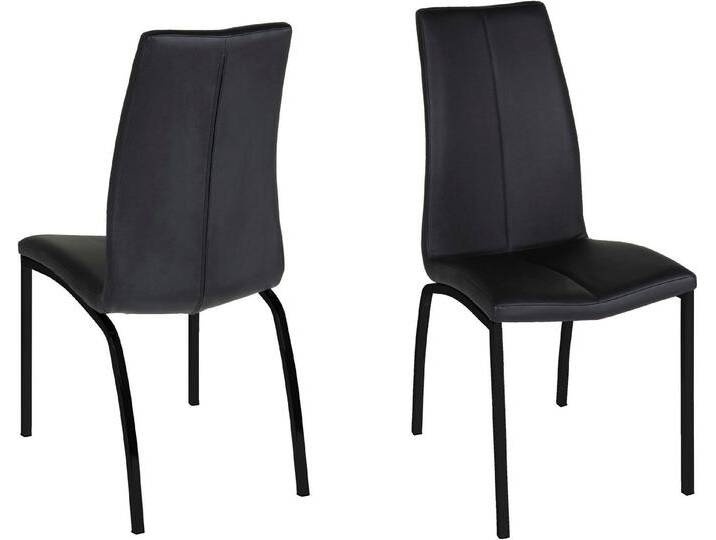 ACTONA GROUP Esszimmerstuhl Alois (Set, 4 St), mit einer schönen Silhouette in Lederoptik, hohe Rückenlehne, schwarz, Schwarzfarbene Beine von ACTONA-GROUP