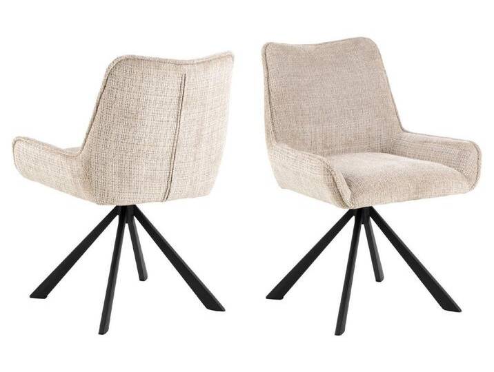 ACTONA GROUP Esszimmerstuhl Eddie (Set), Esszimmerstuhl, Juto beige, 4 Stern Gestell,mit drehfunktion, 2 Stk, beige schwarz von ACTONA-GROUP