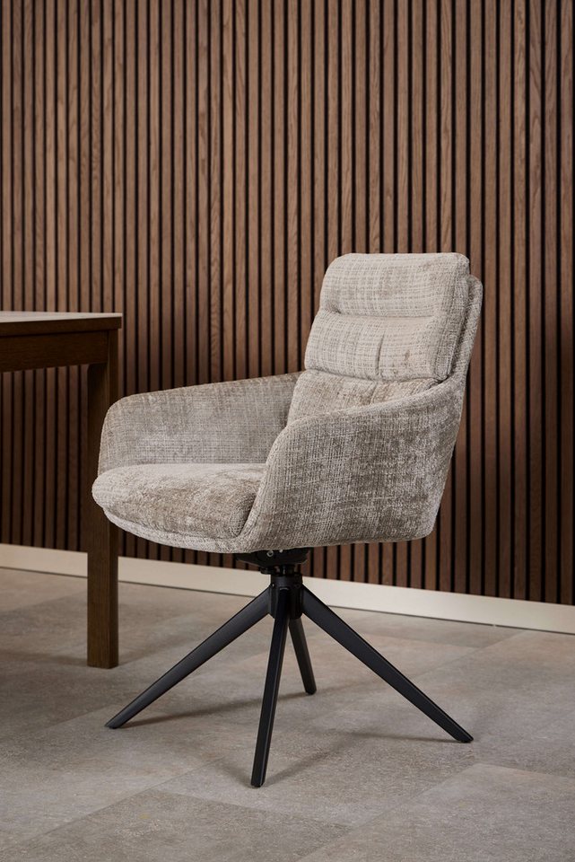 ACTONA GROUP Esszimmerstuhl Roger, Polsterstuhl, Stuhl, 2er-Set (Set, 2 St), grauer Stoff, Armlehnen, Polsterung, Dreh- & Kippfunktion, FSC™ von ACTONA GROUP