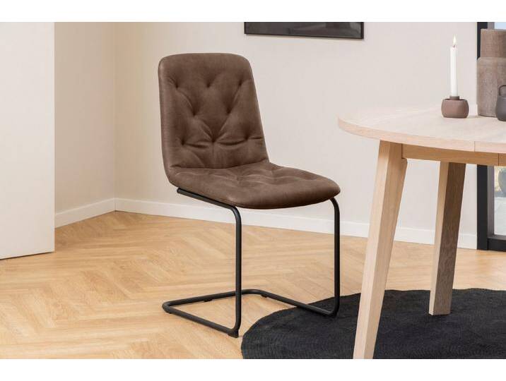 ACTONA GROUP Freischwinger (2er-Set) Sitzschale in Braun, Stoff, Stahl - 48x92x56cm (BxHxT) (2er-Set), braun von ACTONA-GROUP