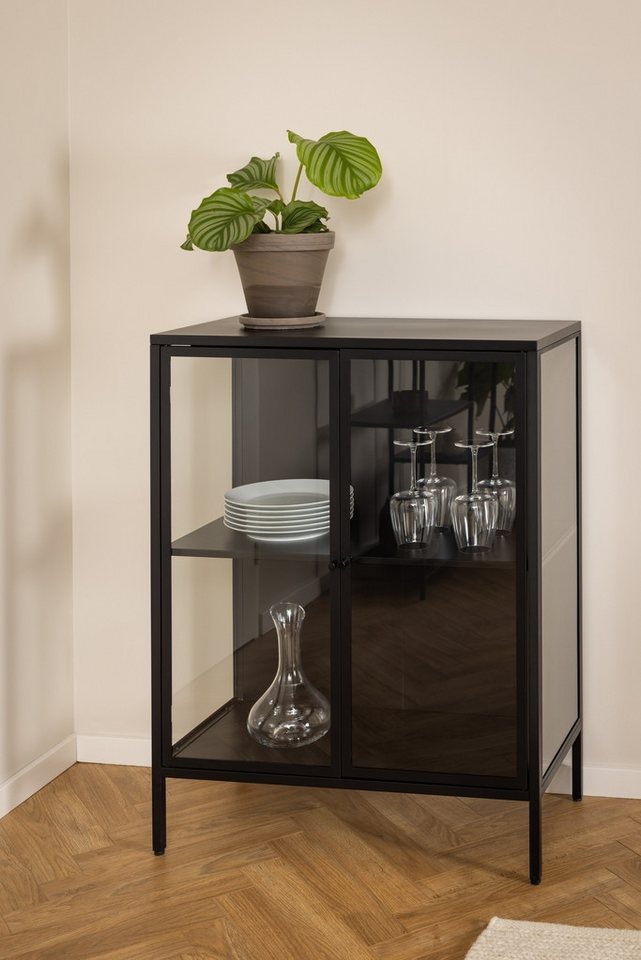 ACTONA GROUP Glasvitrine in schwarz, Stahl - 80x98,7x40cm (BxHxT) von ACTONA GROUP
