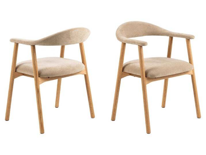 ACTONA GROUP Holzstuhl (2er-Set) in Beige, Polyester, Massivholz - 56x75,5x54 (BxHxT) (2er-Set), beige von ACTONA-GROUP