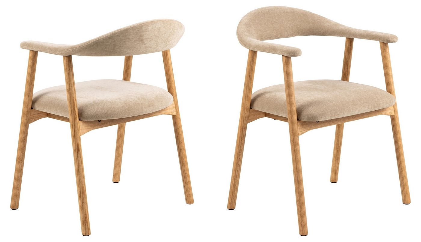 ACTONA GROUP Holzstuhl (2er-Set) in Beige, Polyester, Massivholz - 56x75,5x54 (BxHxT) (2er-Set) von ACTONA GROUP