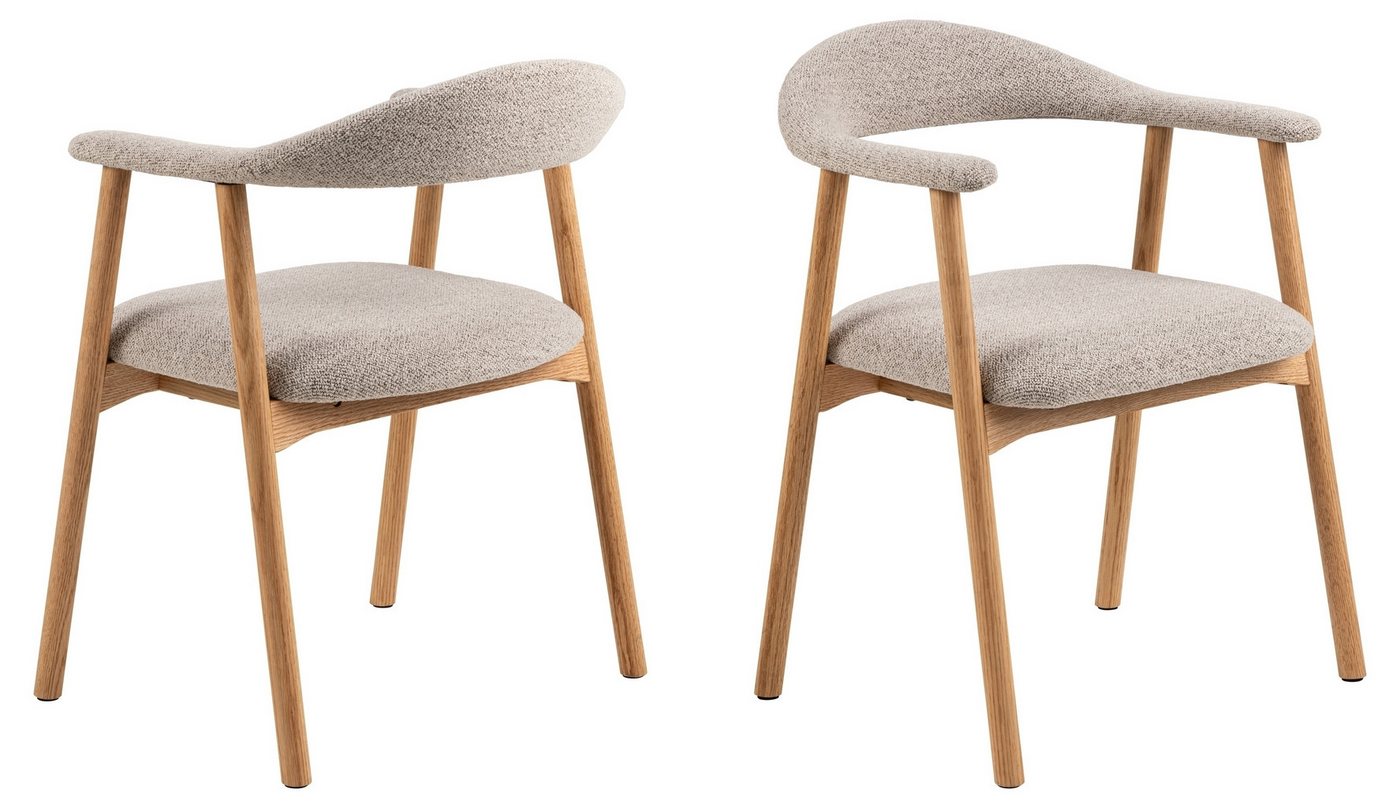 ACTONA GROUP Holzstuhl (2er-Set) in Beige, Stoff, Massivholz - 56x75,5x54cm (BxHxT) (2er-Set) von ACTONA GROUP
