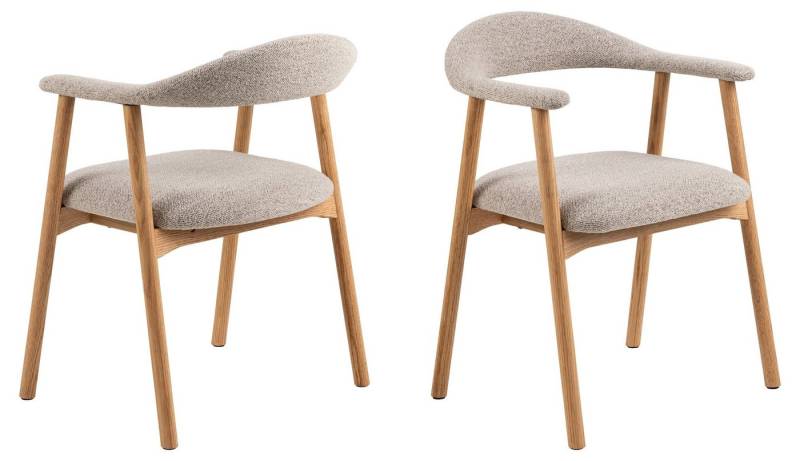 ACTONA GROUP Holzstuhl (2er-Set) in Beige, Stoff, Massivholz - 56x75,5x54cm (BxHxT) (2er-Set) von ACTONA GROUP