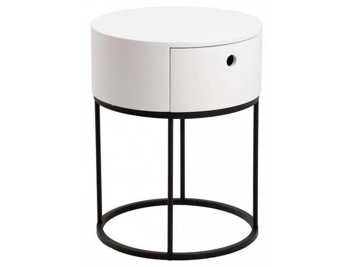 ACTONA GROUP Nachttisch Polo (1-St), Nachttisch in Weiss oder Schwarz, rund, Ø 40 cm, mit 1 Schublade, weiß, Weiss von ACTONA-GROUP