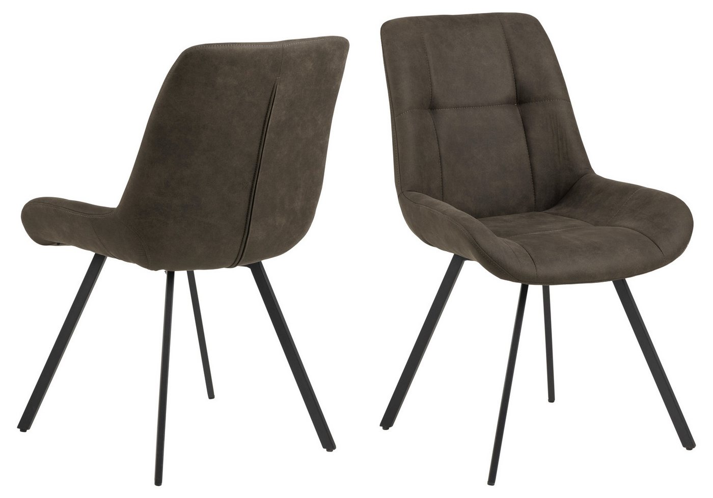 ACTONA GROUP Polsterstuhl (2er-Set) in Grau, Polyester, Stahl - 54x88x58,5cm (BxHxT) (2er-Set) von ACTONA GROUP
