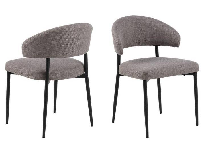 ACTONA GROUP Polsterstuhl (2er-Set) in graubraun, Polyester, Stahl - 56x77x55 (BxHxT) (2er-Set), braun grau von ACTONA-GROUP