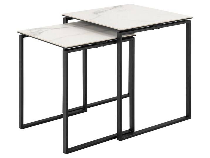 ACTONA GROUP Satztisch (2er-Set) Glas-Keramik, weiss - 50x55x50 + 43x43x50 cm (BxHxT) (2er-Set), weiß von ACTONA-GROUP