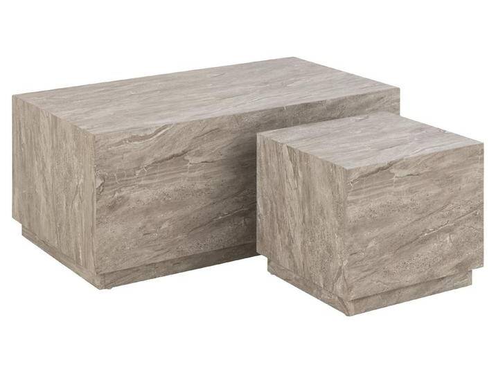 ACTONA GROUP Satztisch (2er-Set) in Marmoroptik-Grau, MDF - 100x42x60cm (BxHxT) (100x60x42;44x44x38), grau von ACTONA-GROUP