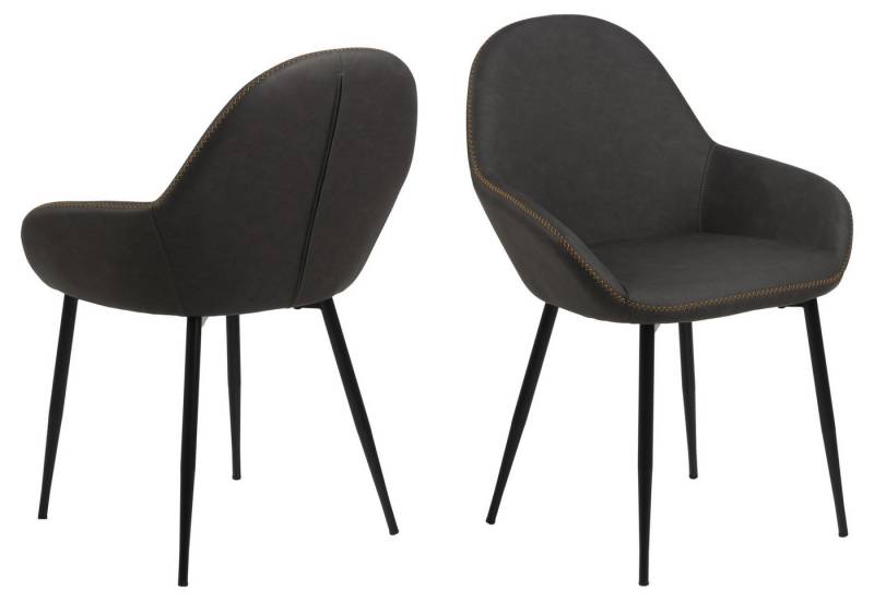 ACTONA GROUP Schalenstuhl (2er-Set) in Grau, Polyurethan, Stahl - 60x85x57,5 (BxHxT) (2er-Set) von ACTONA GROUP