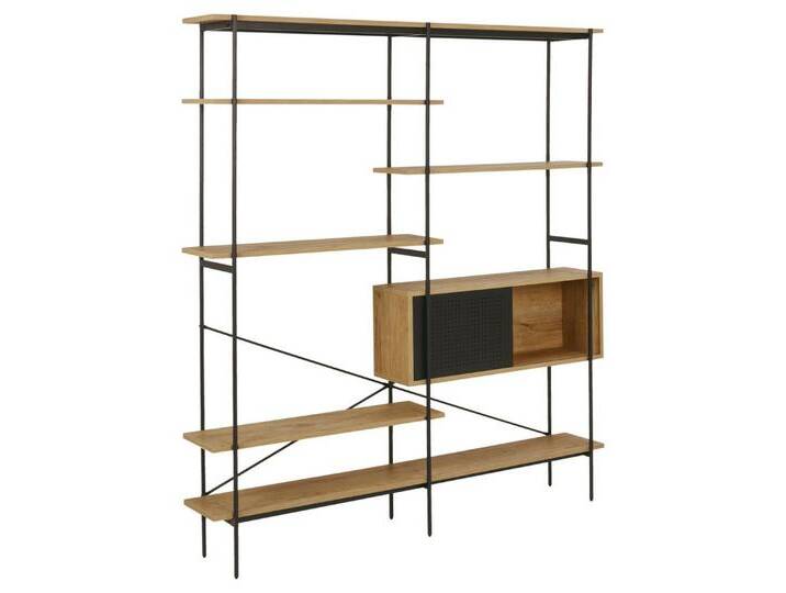 ACTONA GROUP Standregal in Wildeiche, schwarz, MDF, Stahl - 172x188x27cm (BxHxT), schwarz von ACTONA-GROUP