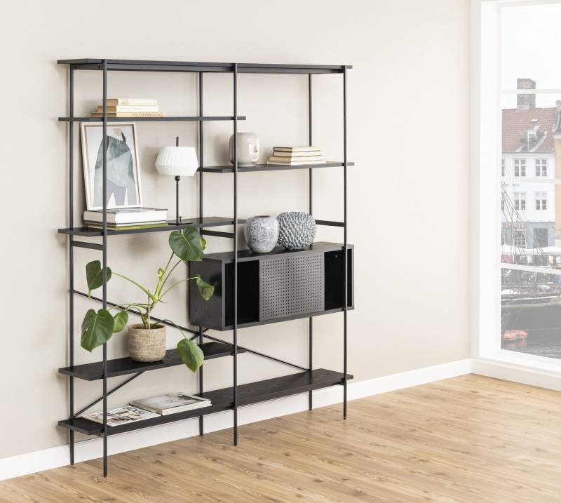 ACTONA GROUP Standregal in schwarz, MDF, Stahl - 172x188x27cm (BxHxT) von ACTONA GROUP
