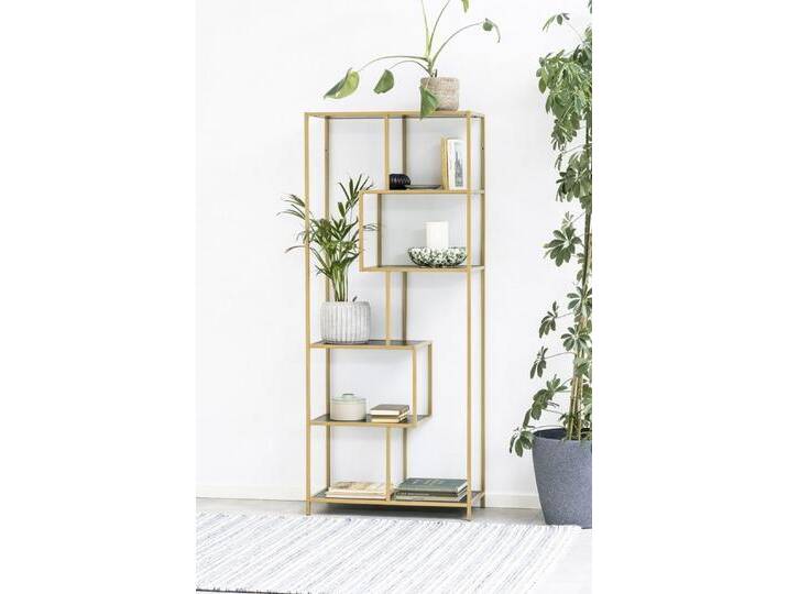 ACTONA GROUP Standregal in schwarz, gold, MDF, Stahl - 77x185x35cm (BxHxT), schwarz von ACTONA-GROUP