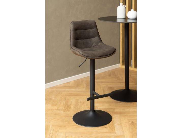 Barhocker ACTONA GROUP Adisa Barstuhl, Küchenstuhl , braun (graubraun), B:47cm H:95cm T:52,5cm, 100% Polyester, Hocker, Stoff, schwarzer Trompetenfuß, Gasfeder, drehbar, 2er-Set von ACTONA-GROUP