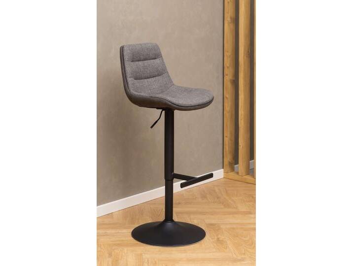 Barhocker ACTONA GROUP Adisa Barstuhl, Küchenstuhl , schwarz (anthrazit, graubraun), B:47cm H:95cm T:52,5cm, 100% Polyester, Hocker, Stoff, schwarzer Trompetenfuß, Gasfeder, drehbar, 2er-Set von ACTONA-GROUP