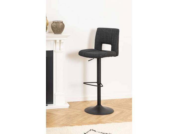 Barhocker ACTONA GROUP Sylvia Barstuhl, Höhenverstellbar , grau (dunkelgrau), B:41,5cm H:115cm T:52cm, 100% Polyester, Hocker, Trompetenfuß, Gasfeder, drehbar, vertikale Nähte, 2er-Satz von ACTONA-GROUP