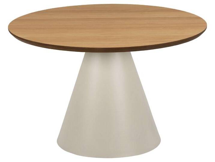 Couchtisch ACTONA GROUP Soli , grau (hellgrau, hellgrau, natur), B:65cm H:43cm T:65cm, Tische, Couchtisch Holz-Couchtische Runde Couchtische, Rund Couchtisch, Tischplatte matt Eiche, Säule Gestell grau, Ø65x43cm von ACTONA-GROUP