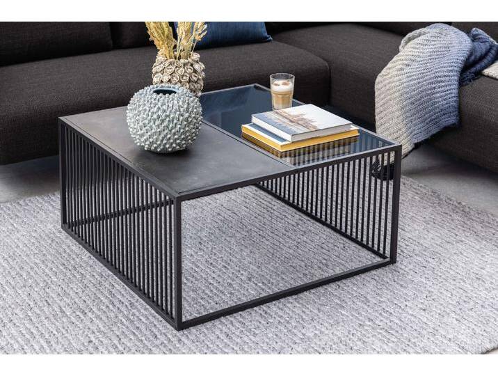 Couchtisch ACTONA GROUP Strington Sofatisch, TOPSELLER, verschiedene Größen, pflegeleicht , schwarz, B:80cm H:40cm T:80cm, Tische, Couchtisch Eckige Couchtische, schwarze Marmoroptik, gehärtetem Glas, Metalllamellen, belastbar 20 kg von ACTONA-GROUP