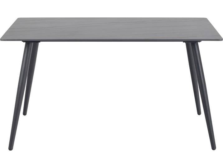 Esstisch ACTONA GROUP Wilhelm , schwarz (schwarz, matt schwarz, matt schwarz), B:140cm H:75cm T:80cm, Tische, rechteckig mit Keramiktischplatte und schwarzen Metallbeinen von ACTONA-GROUP