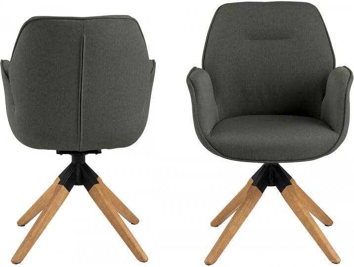 Esszimmerstuhl ACTONA GROUP Alma , grau (dunkelgrau, eiche gebeizt), B:60,5cm H:91cm T:58,5cm, 100% Polyester, Stühle, mit eleganten Kedern, Drehstuhl mit Rückholfunktion von ACTONA-GROUP
