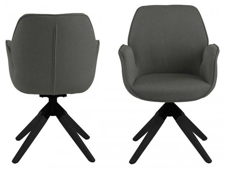 Esszimmerstuhl ACTONA GROUP Alma , grau (dunkelgrau, matt schwarz), B:60,5cm H:91cm T:58,5cm, 100% Polyester, Stühle, mit eleganten Kedern, Drehstuhl mit Rückholfunktion von ACTONA-GROUP