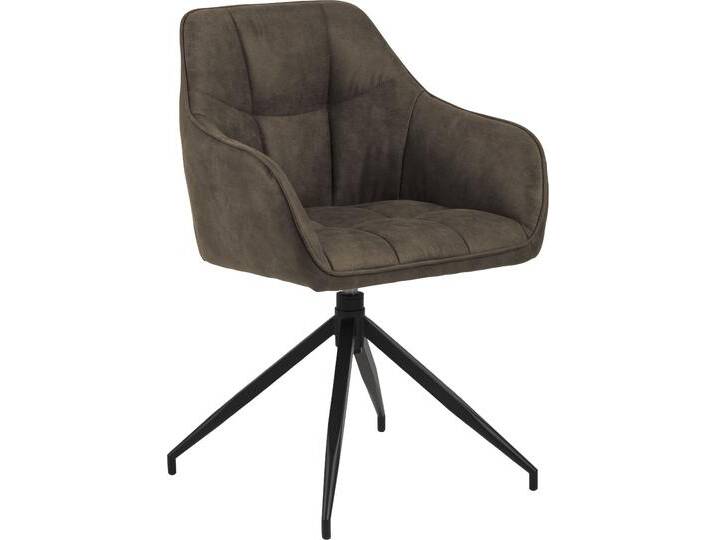 Esszimmerstuhl ACTONA GROUP Beate , braun (hellbraun, matt schwarz), B:59cm H:85cm T:55cm, Stoff, Polyester, Stühle, mit edlem Samtstoff und modernen quadratischen Nähten von ACTONA-GROUP