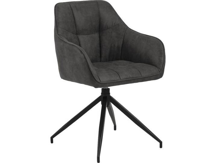 Esszimmerstuhl ACTONA GROUP Beate , grau (anthrazit, matt schwarz), B:59cm H:85cm T:55cm, Stoff, Polyester, Stühle, mit edlem Samtstoff und modernen quadratischen Nähten von ACTONA-GROUP