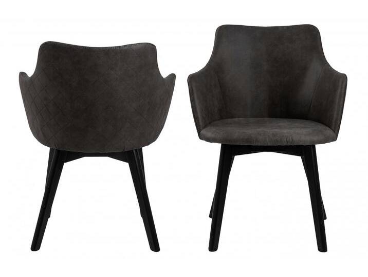 Esszimmerstuhl ACTONA GROUP Bella , grau (anthrazit), B:62cm H:80cm T:59cm, 100% Polyester, Stühle, Armlehnstuhl anthrazitgrau, Eichebeine, Harlekinnähten, 2er-Set von ACTONA-GROUP