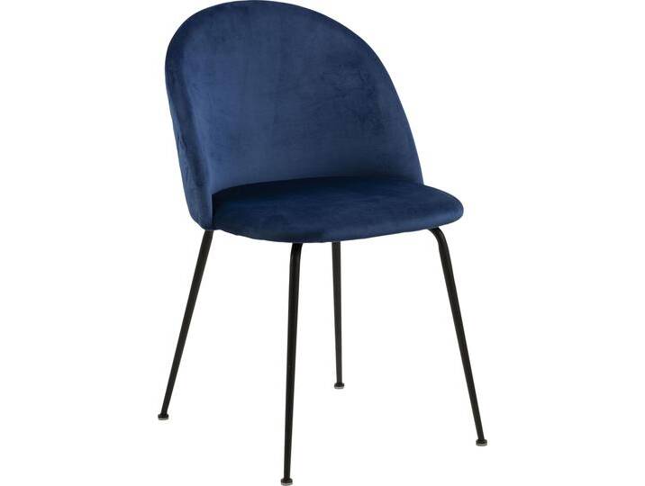 Esszimmerstuhl ACTONA GROUP Lena , blau (blau, matt schwarz), B:50cm H:81cm T:54cm, Polyester, Stühle, bezogen mit Stoff mit Harlekin-Nähten, schwarze Metallbeine von ACTONA-GROUP