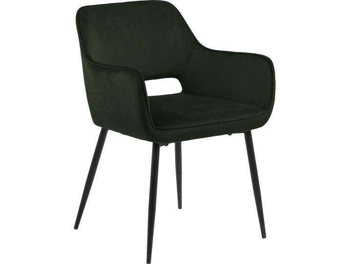 Esszimmerstuhl ACTONA GROUP Ranja , grün (olivgrün, matt schwarz), B:56cm H:79cm T:60cm, Polyester, Stühle, 2er Set, Metallbeine und Armlehnen, Sitzhöhe 47 cm von ACTONA-GROUP