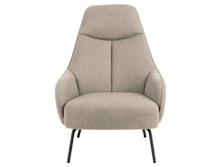 Loungesessel ACTONA GROUP Texas , beige, B:73cm H:98cm T:92cm, Sessel, Lehnstuhl, Boucle beige, Gestell matt schwarz rau Stahl, 73x92x98cm von ACTONA-GROUP