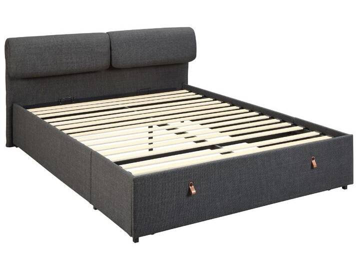 Polsterbett ACTONA GROUP Calvi , grau (dunkelgrau, matt schwarz), B:177cm H:110cm L:200cm, 100% Polyester, Betten, Bett, dunkelgrau, schwarz, verstellbar, versteckter Stauraum,160x200cm von ACTONA-GROUP