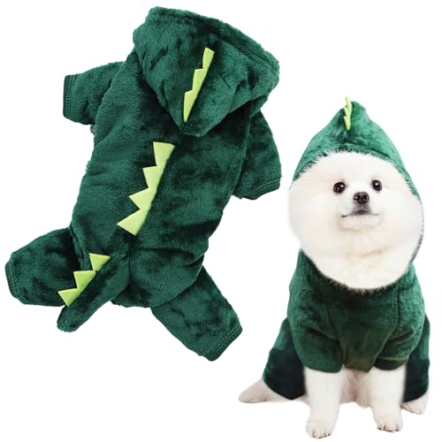 Hundekostüm Dinosaurier, ACTOYS Halloween Kostüm Hund, Cosplay Party Anzug Lustiges Hundekostüm Warme Haustier Dino Hoodie für Kleine und Mittlere Hunde (S) von ACTOYS