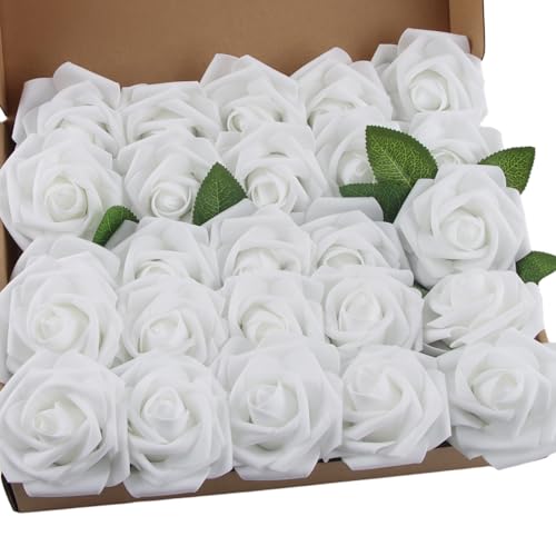 ACTOYS Kunstrosen, Rosen Künstlich, Künstliche Rosen, Kunstblumen, Künstliche Blumen, Blumen Deko, Fake Blumen (Reines Weiß) von ACTOYS