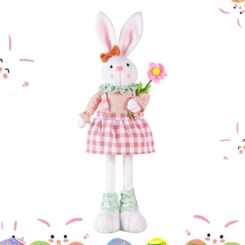 ACTOYS Ausziehbare Kaninchenpuppe, Hasen Deko Groß, 56 cm, Kuschelhase, Hase Kuscheltier, Kaninchen Dekoration, Osterhasen Figuren Groß, Osterdeko, Geeignet für Kinder, Jungen und Mädchen (Rosa) von ACTOYS