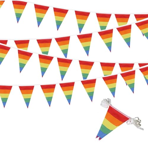 ACTOYS Regenbogen Flaggen Banner, Gay Pride Flagge, small Rainbow Flag, wetterfest Regenbogen Flag Outdoor, Girlande, für Drinnen, Draußen und Garten, Pride Month Parade Party Dekoration 8 Meter-A von ACTOYS