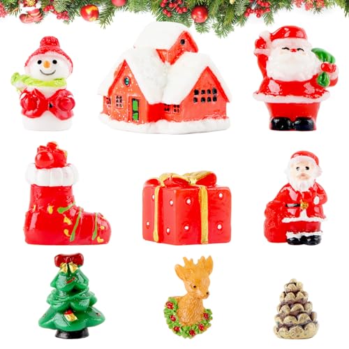 ACTOYS Weihnachten Miniatur Ornamente, 9 Stück Weihnachtsdeko Figuren, Weihnachten Mini Figuren, Mini Harz Weihnachtsschmuck, Tischdeko Weihnachten, Weihnachtsbaumschmuck, Miniatur Weihnachten Deko von ACTOYS