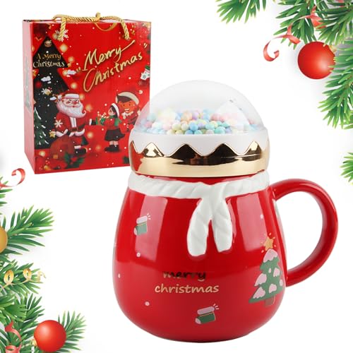 ACTOYS Weihnachtstasse, Weihnachts-Keramikbecher, Keramik Kaffeetassen, Weihnachtsbecher Tasse, Weihnachtsbecher für Kaffee mit Griff, Bestes Geschenk für Eltern,Freunde,und Weihnachten (Rot) von ACTOYS