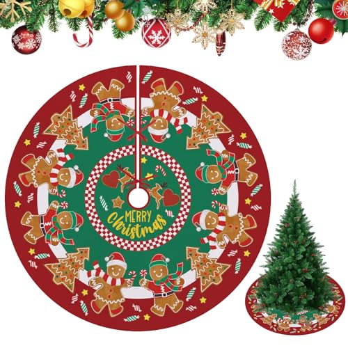 ACTOYS Weihnachtsbaum Rock Rot, Runde Decke 120cm, Matte Unter Weihnachtsbaum, Red Christmas Tree Skirt, Leinen Röck Mit Motiv (Rot-B) von ACTOYS
