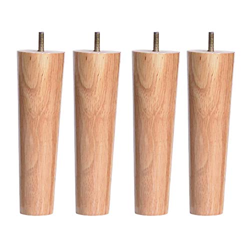 ACUIPP Set Von 4 Massive Holzmöbelbeine, Konische Ersatzsofa-Beine, Gummi-Holz-Sesselfüße, Schrankfüße, Code-Stuhl-Füße, Für Teeschrank, Mit M8-Gewinde Und Anti-Rutschmatten,Gerade,18Cm/7.1In von ACUIPP