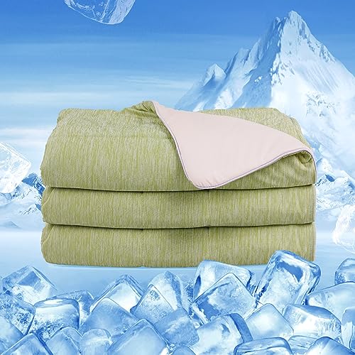 ACUSHLA Kühldecke leichte Sommerdecke, Arc-Chill 2 in1 doppelseitige Selbstkühlende Decke für Besseren Schlaf, kühlende Decke für Menschen Baumwolle Bettdecke (Wassermelone Grün, 150 x 200 cm) von ACUSHLA