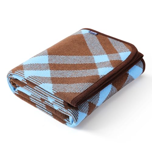 ACUSHLA Merino 58% Wolldecke Decke Kuscheldecke Große Super Soft Sofadecke Wohndecke Tagesdecke Bettüberwurf Warme Gehäkelte Winter Blanket (160x200 cm |Schottisches Karomuster Blau) von ACUSHLA