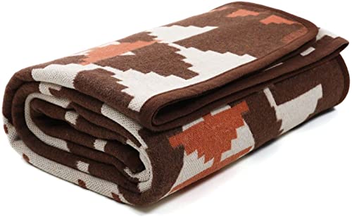 ACUSHLA Merino Wolldecke Tagesdecke 160cmx 200cm DeckeWohndecke Kuscheldecke Strick Sofadecke TV Decke zum Wohndecke für Bett Schlafzimmer Couch Büro (Indisch Braun) von ACUSHLA