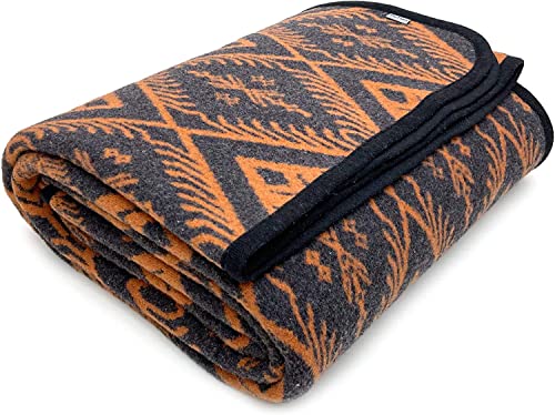 ACUSHLA Merino Wolldecke Warme Decke Wohndecke Kuscheldecke Sofadecke Blanket Tagesdecke Plaid Sofa Großer Überwurf Ideal für Outdoor-Camping, Alle Jahreszeiten (160x220 cm-Boho Orange) von ACUSHLA