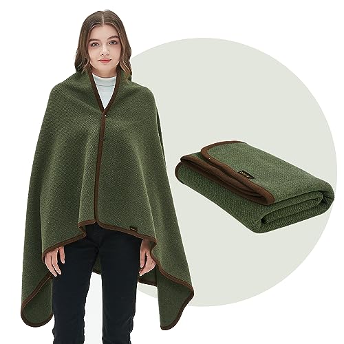 ACUSHLA Tragbare Kuscheldecke MerinoWolle Wolldecke warm Decke TV Decke Kuscheldecke (Wolle) – Geburtstagsgeschenke für Männer und Frauen (Olive) von ACUSHLA