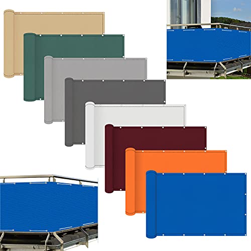 ACUY Sichtschutz Balkon Ohne Bohren 50x600cm Inkl. Kabelbinder Und Seil Balkon Terrasse Aus Polyester HDPE Gewebe für den Gartenzaun oder Balkon von ACUY