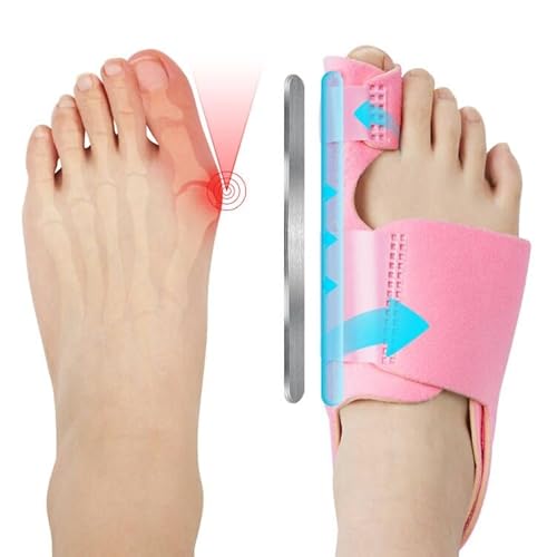 ACWOO Hallux Valgus Korrektur Schiene, 2 Korrektur Schiene und 2x Zehenspreizer, Rutschfester Bunion Zehenspreizer, Korrektur Bandage Socken Bunion Corrector für Damen und Herren（Rosa） von ACWOO