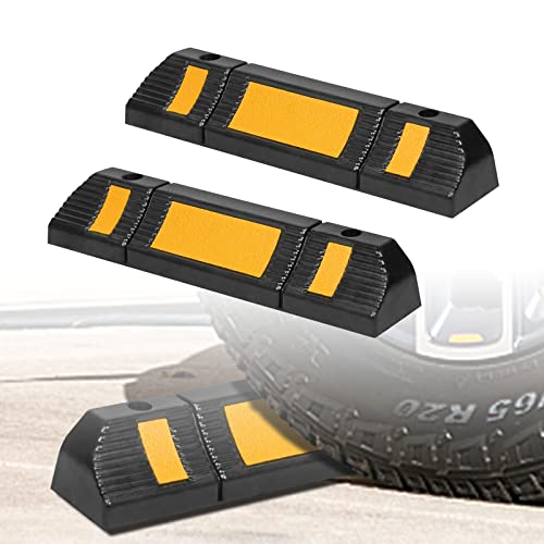 ACXIN 4 Stück Gummi Radstopp Parkbegrenzung, Gummi Radblock Parkbarriere, Garagenstopper mit Reflexstreifen, für Garage Einparkhilfe, 60x12x10cm von ACXIN